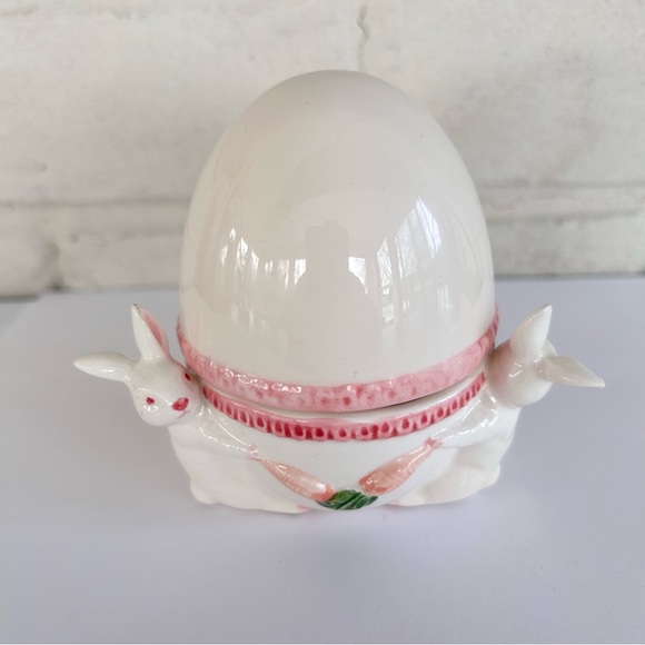 Fitz and Floyd Candy Jar Lidded Container Bunnies with Easter Egg Japan - Picture 11 of 11